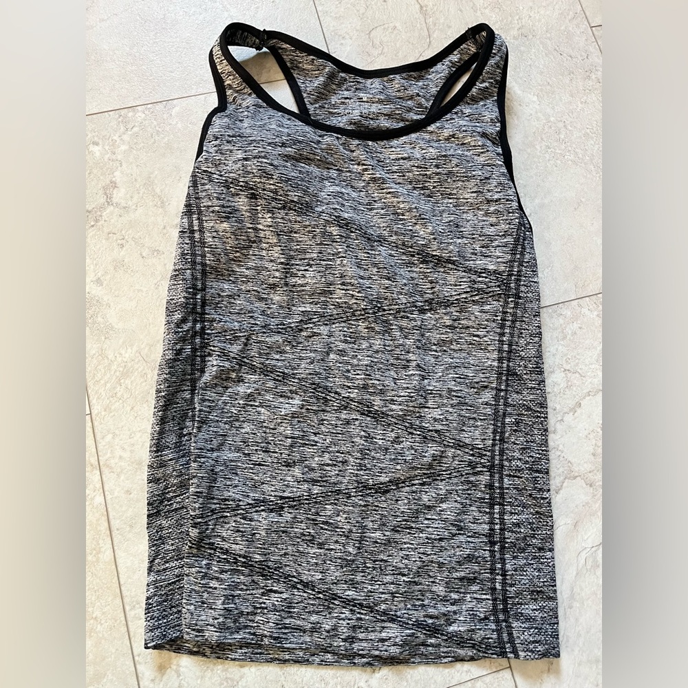 Gray sports tank with built in sports bra